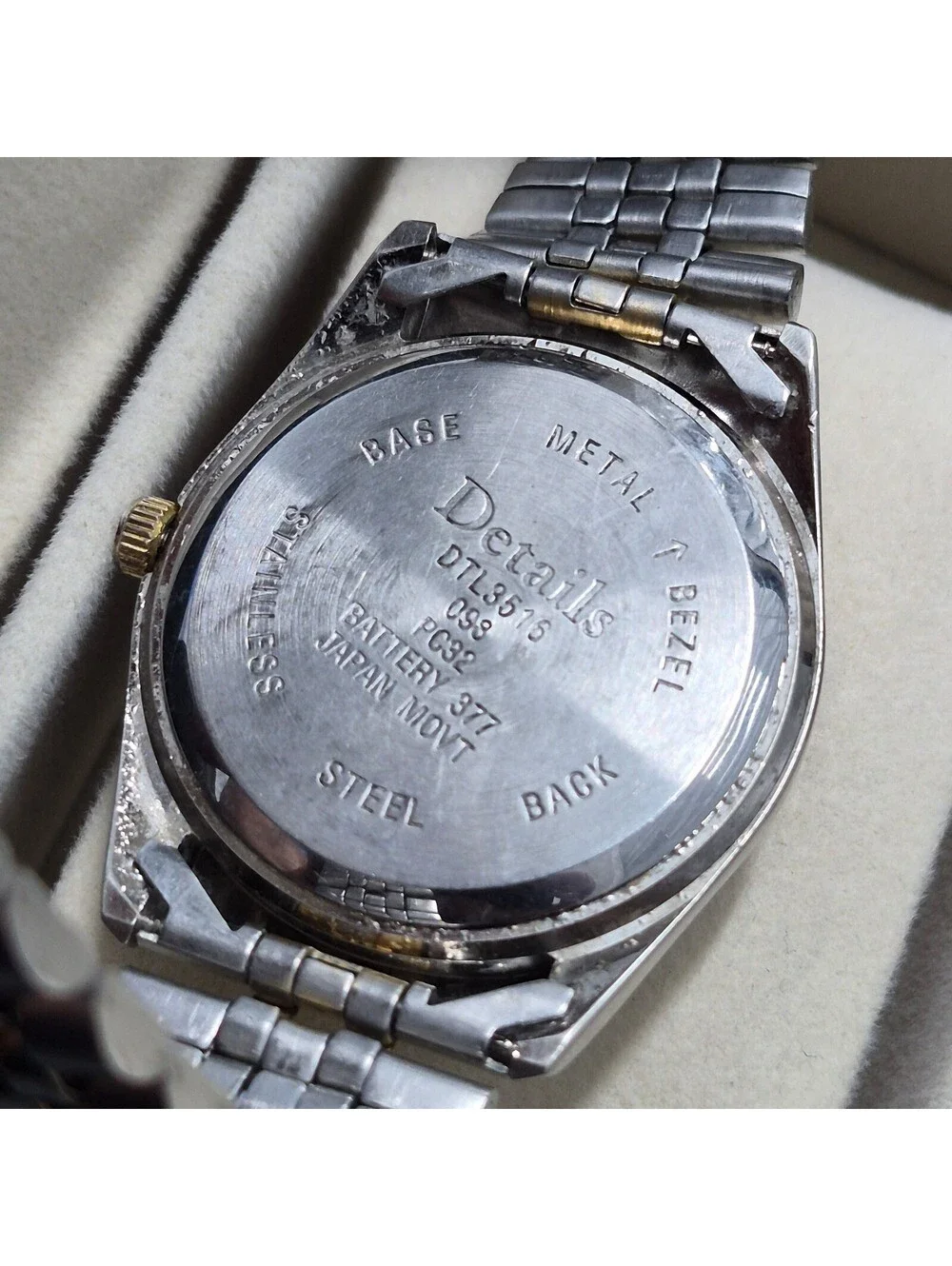 Details Brand Quartz Two Tone Blue Dial Watch